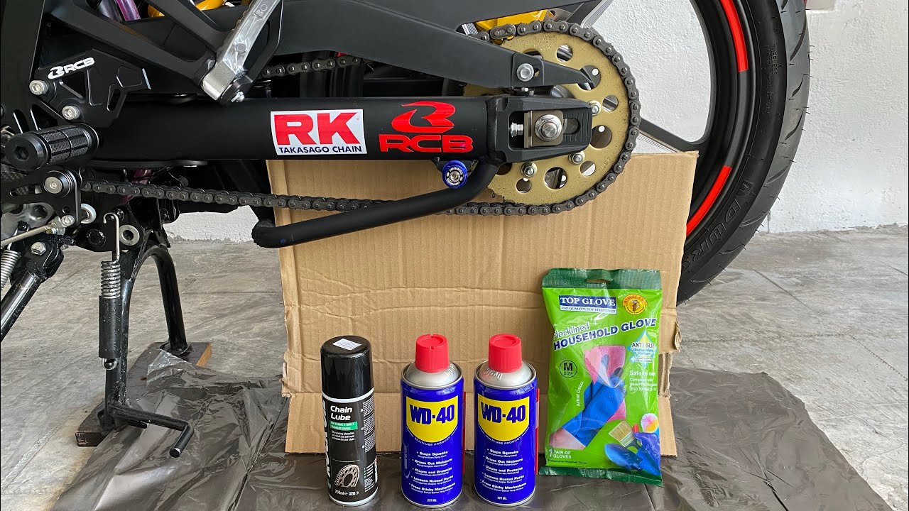 Y16ZR - Cara cuci rantai guna WD-40 dan chain lube Rock oil