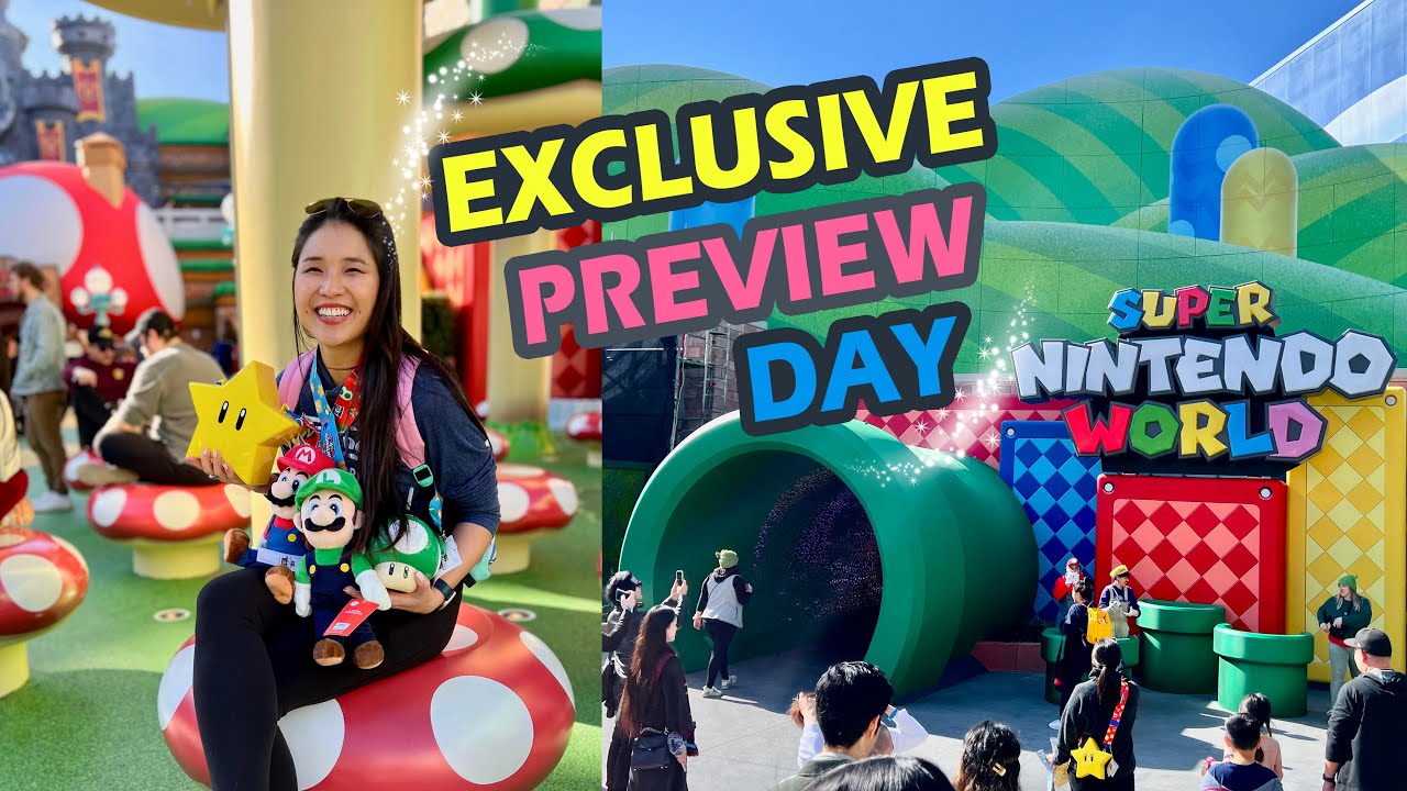 SUPER NINTENDO WORLD PREVIEW DAY at UNIVERSAL!!! | Mario Kart, Princess Peach + all the gold coins!!