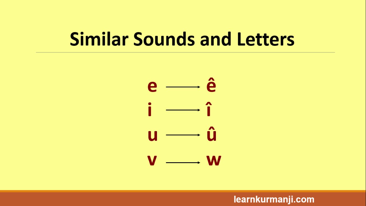 Learn Kurmanji Lesson 01 Similar Sounds and Letters
