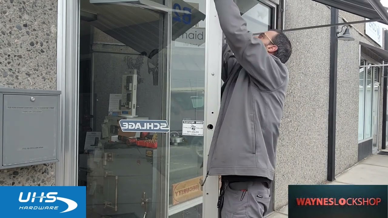 Lockly Guard narrow style aluminum frame glass door installation video, stand alone electronic lock