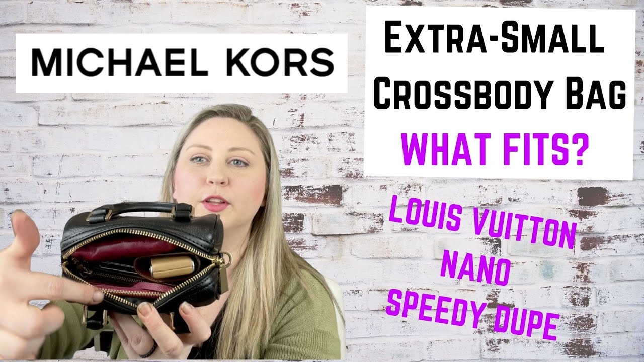 WHAT FITS / MICHAEL KORS Bedford Legacy Extra-Small Pebbled Leather Duffle Crossbody Bag