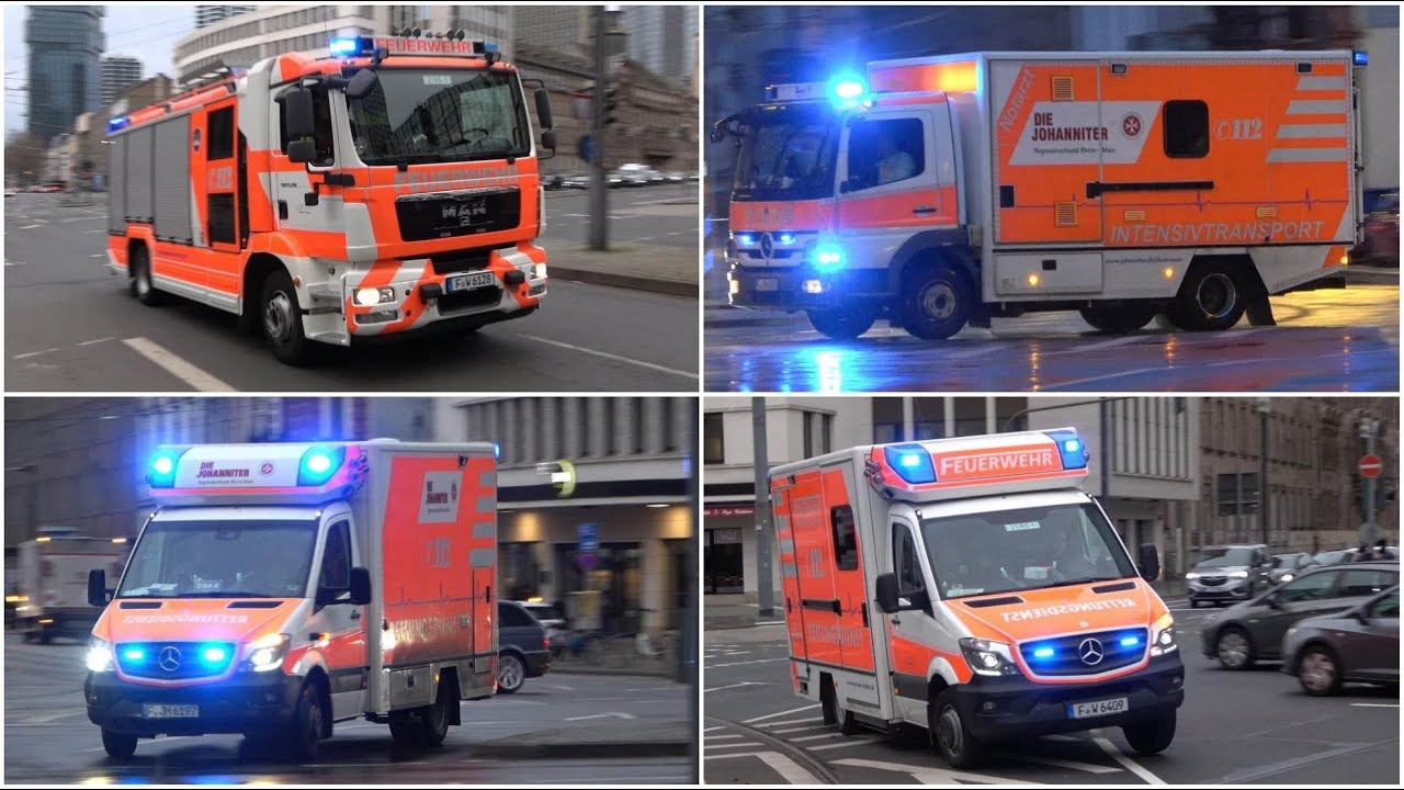 [Frankfurt a. M. 🚑🚒🚓] Mit 📣 Pressluft durch die Häuserschlucht am Platz der Republik