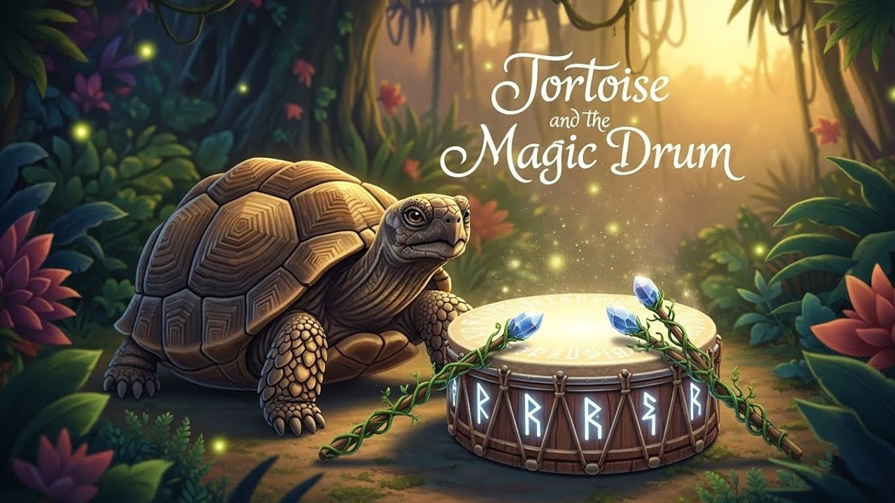 Tortoise and the Magic Drum - African Folktale| Tortoise found a magic drum and this happened.... 