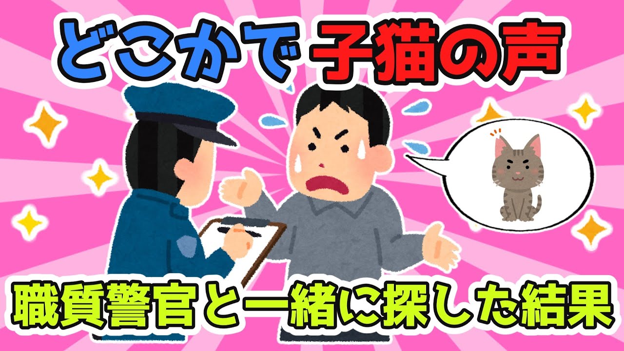 自転車で帰宅中どこかで子猫の声！嫁に電話したら「見つけるまで帰ってくるな！」側溝をさがしていたら警官に職質されたんだが一緒に探してくれたんだ【2ch面白スレ/2chほのぼのスレ】【ゆっくり解説】