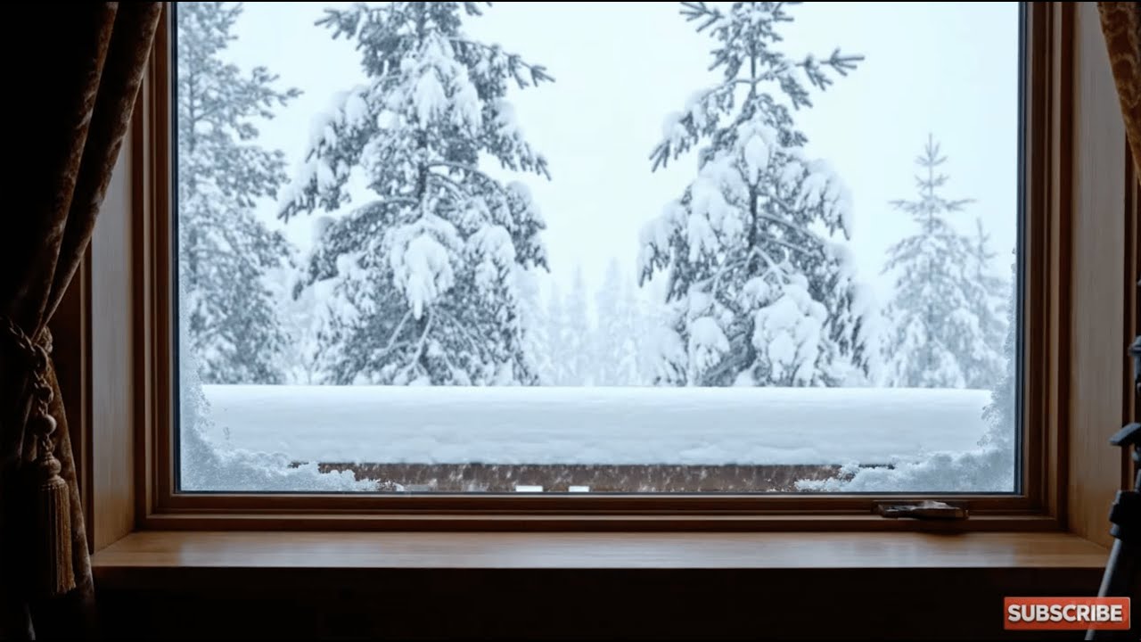 Cozy Winter Window: Falling Snow & 4Hz Theta Frequency for Meditation