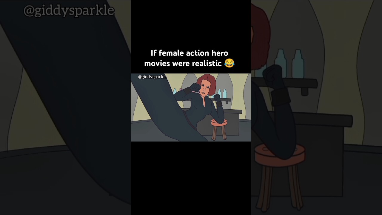 if female action hero movies were realistic 😂😂 #funnycartoon #actionmovies #movie #cartoonmovie #lol