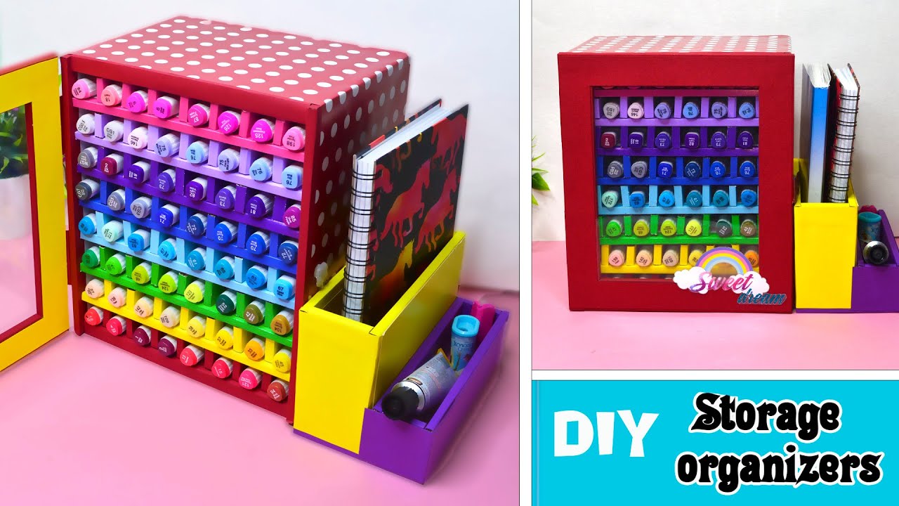 How to make an organizer to store a lot of markers // cardboard crafts