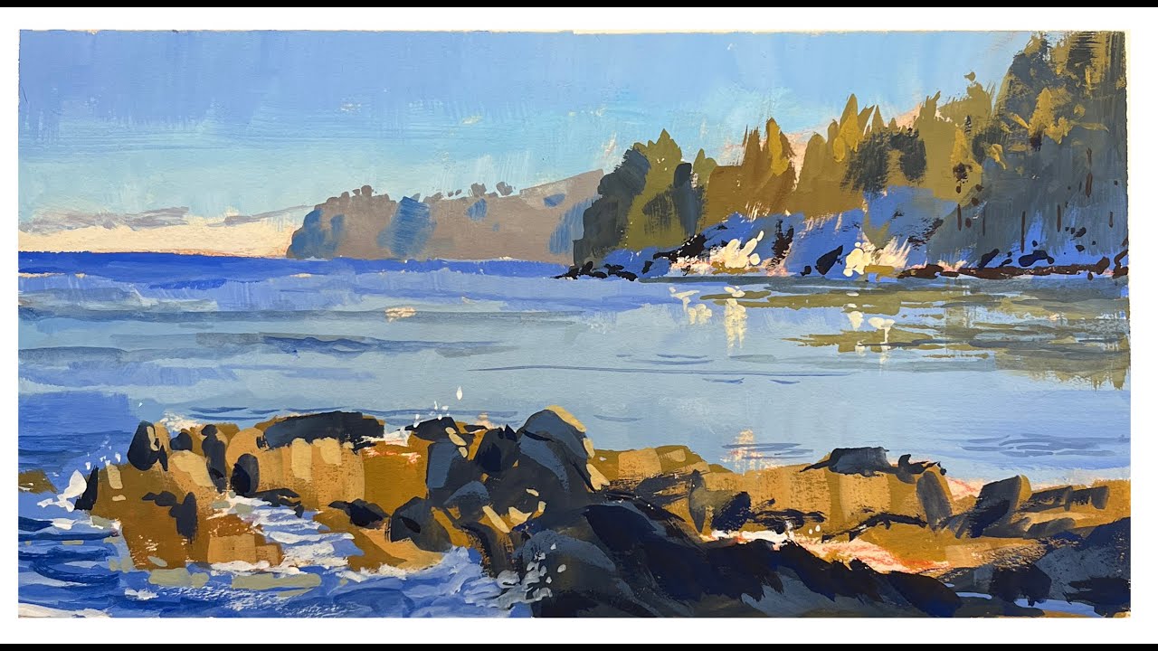 Rocky Beach Kodiak Island Gouache