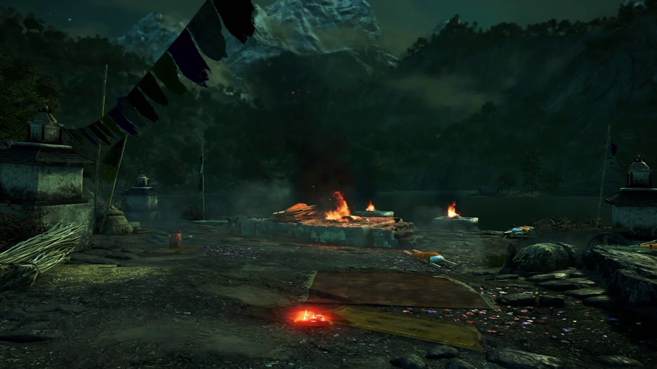Far Cry 4 - Lakeside Night Ambiance (bugs, fluttering flags, deer)
