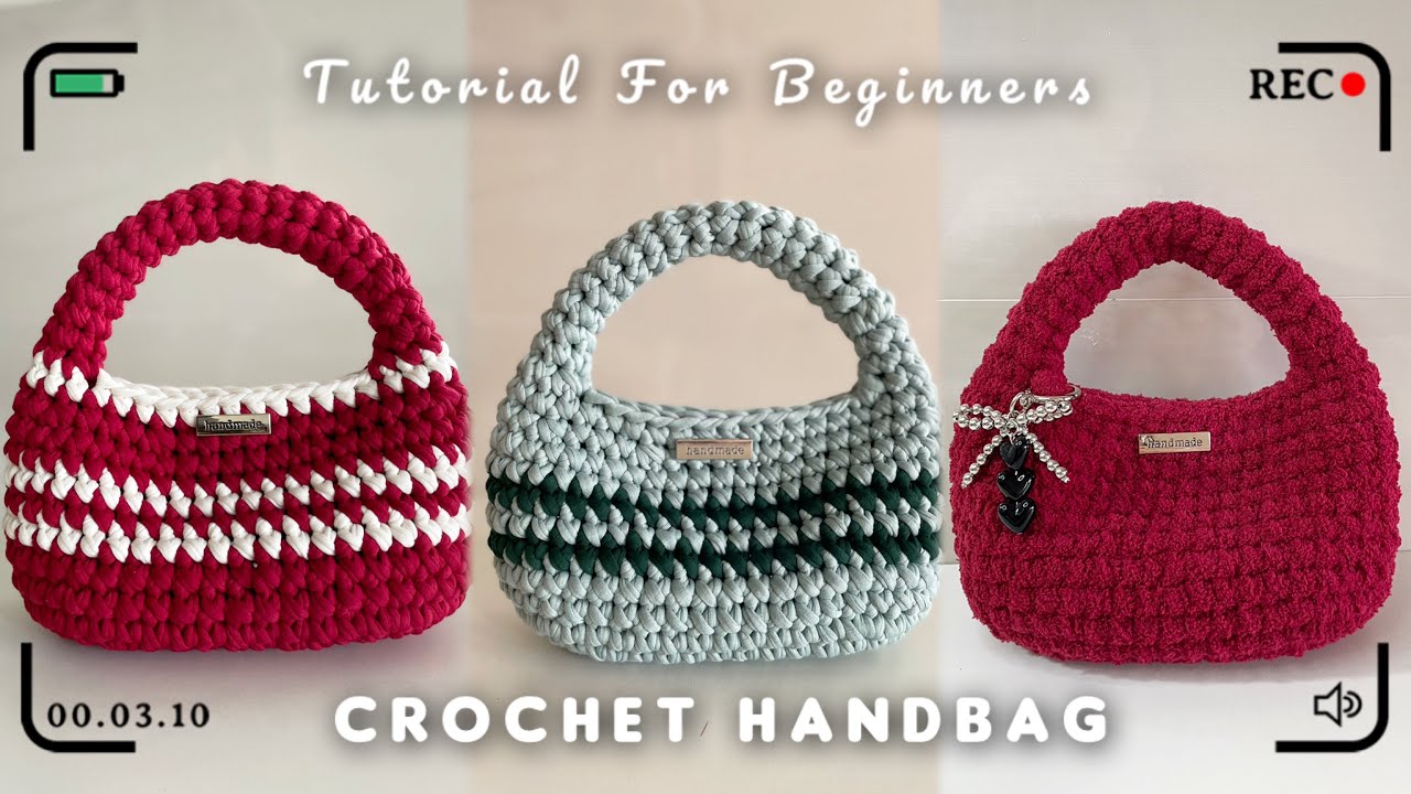 Simple and Quick Crochet HandBag| Tutorial for Beginners| Móc túi cầm tay với sợi vải và len bông xù
