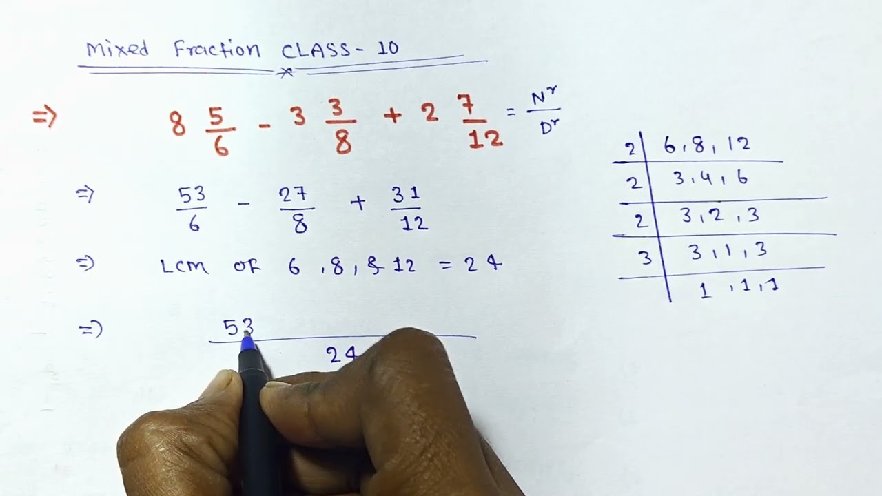 Addition and subtraction of mixed fraction ll class 8 🤤🕵️