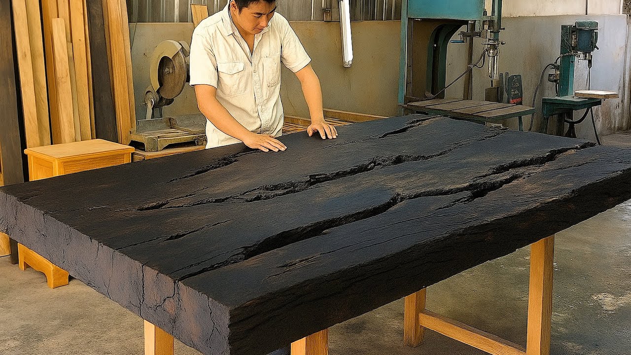 Check Out This Talented Guy! Turns A Giant Rotten Plank Into A Masterpiece That Will Amaze You