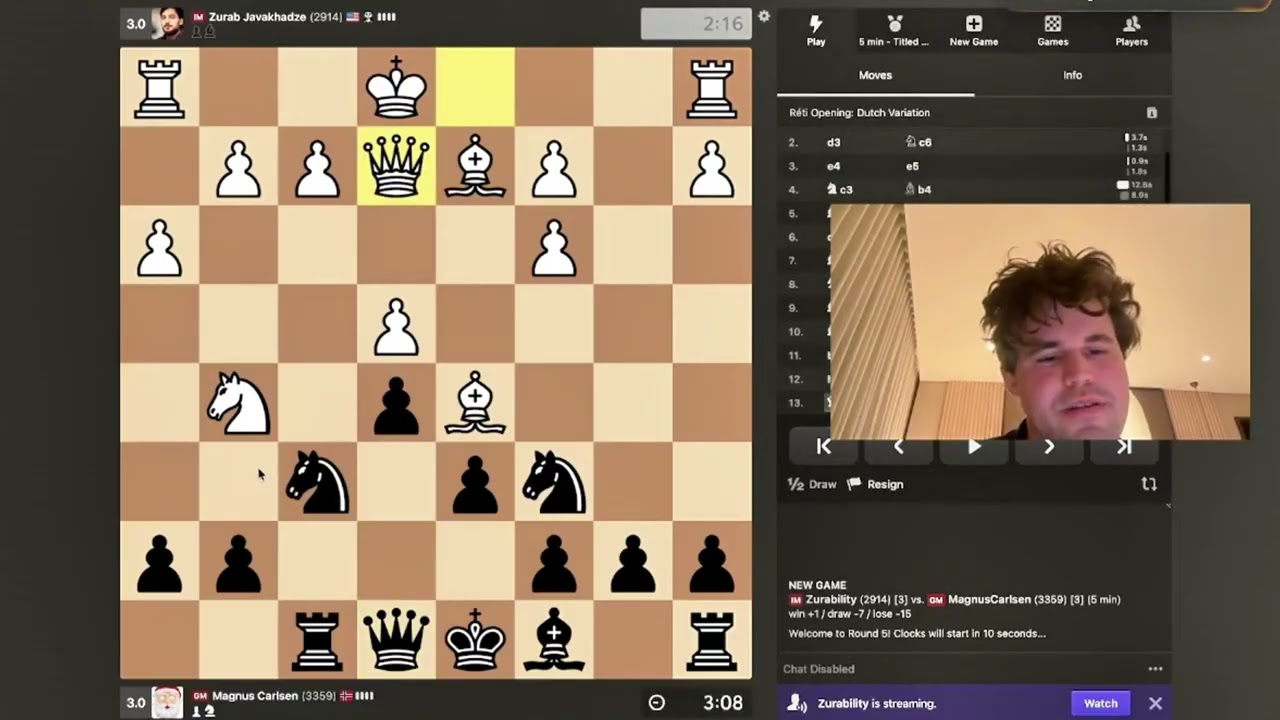 Magnus Carlsen vs Zurab Javakhadze – Intense Titled Tuesday Super-GM Clash!