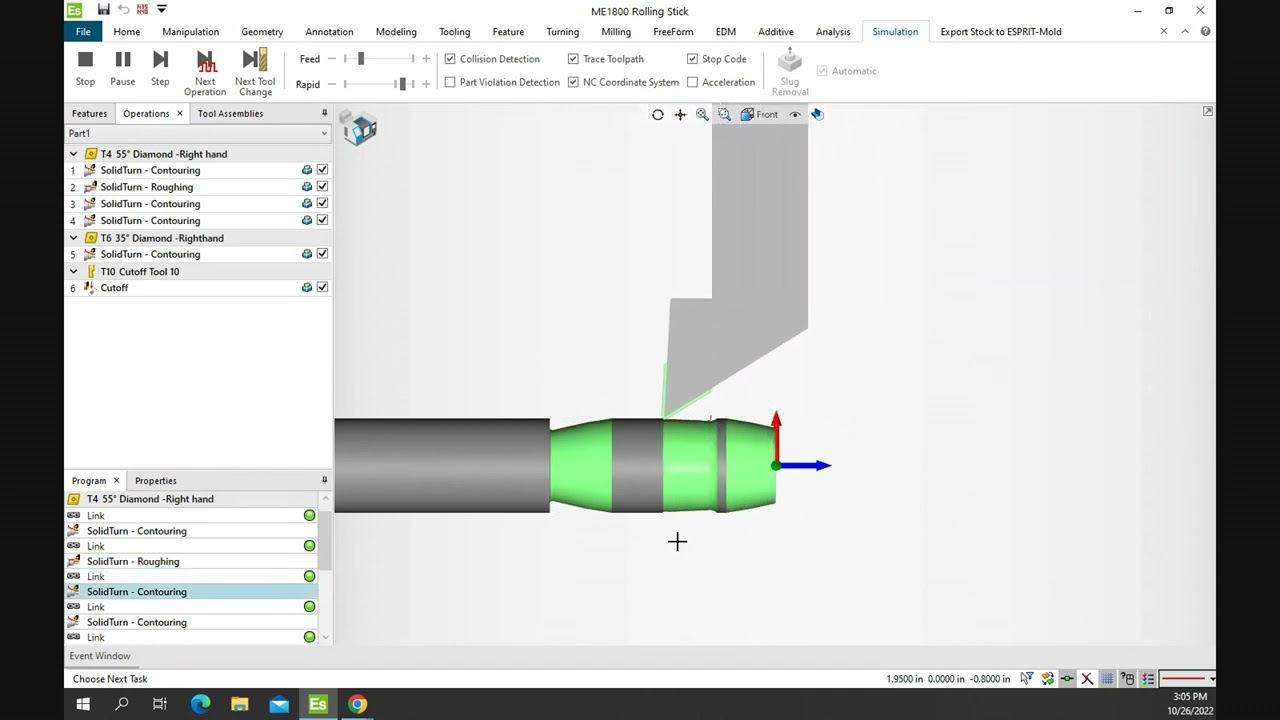 Simulate in Esprit TNG