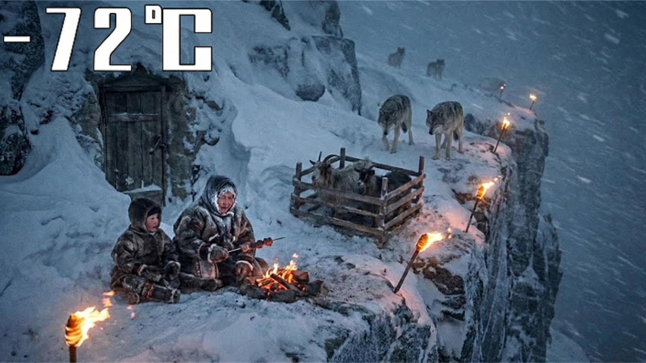–72°C Cliff Cave: An 80-Year-Old Yakut Widow and Grandson Face Wolves with Goats and Smoked Meat