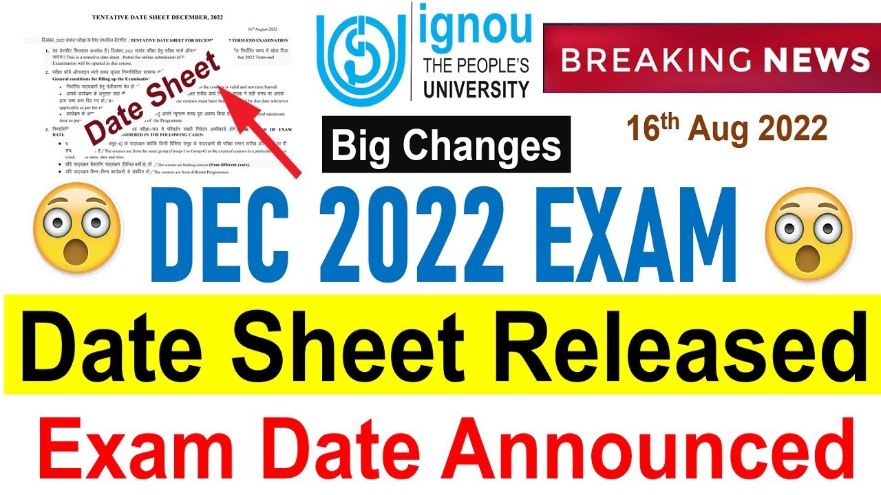 { Breaking News } IGNOU Dec 2022 Exam Date Announced | IGNOU Dec 2022 Exam Date Sheet Released |