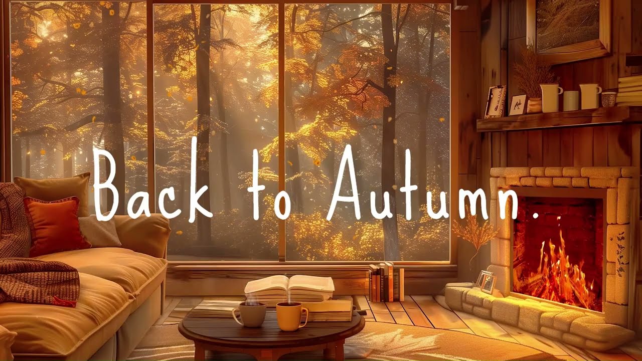 A cozy autumn cabin with soft music and golden forest views | perfect for sleep or relaxation. 🍂