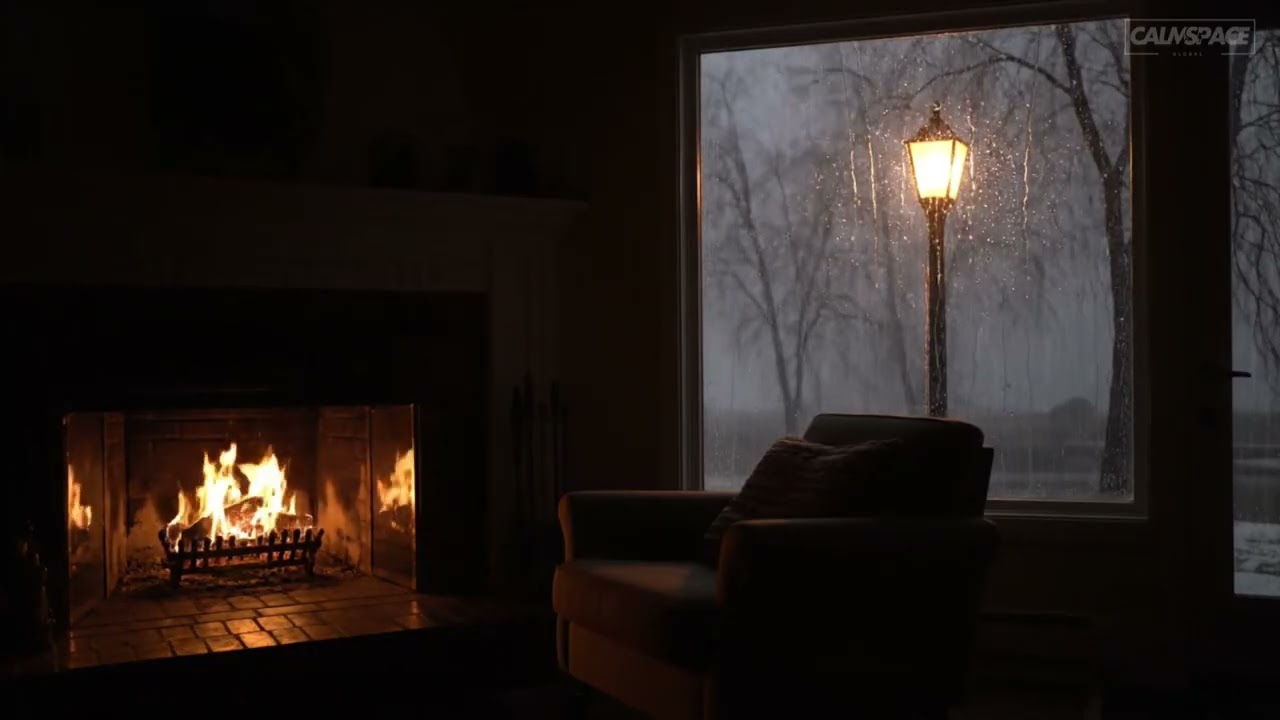 Quiet Cabin by the Fire 🔥🌧️ Rainy Night Sleep Ambience