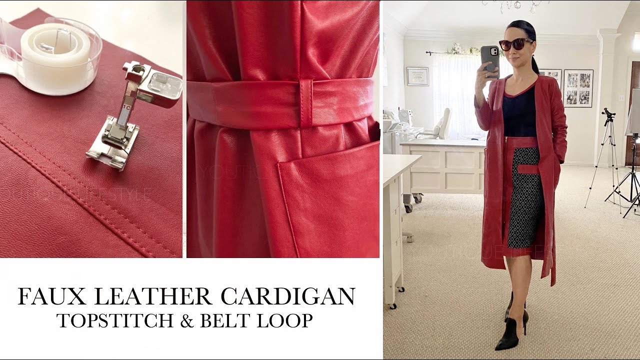 How to Sew a Coatigan with Faux Leather : Topstitch on the Sewing Machine & Create Belt Loops