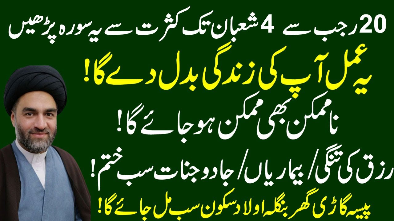 20 Rajab Se 4 Shaban Tak Kasrat Se Yeh Surah Parhen  !Syed Ali Raza Rizvi