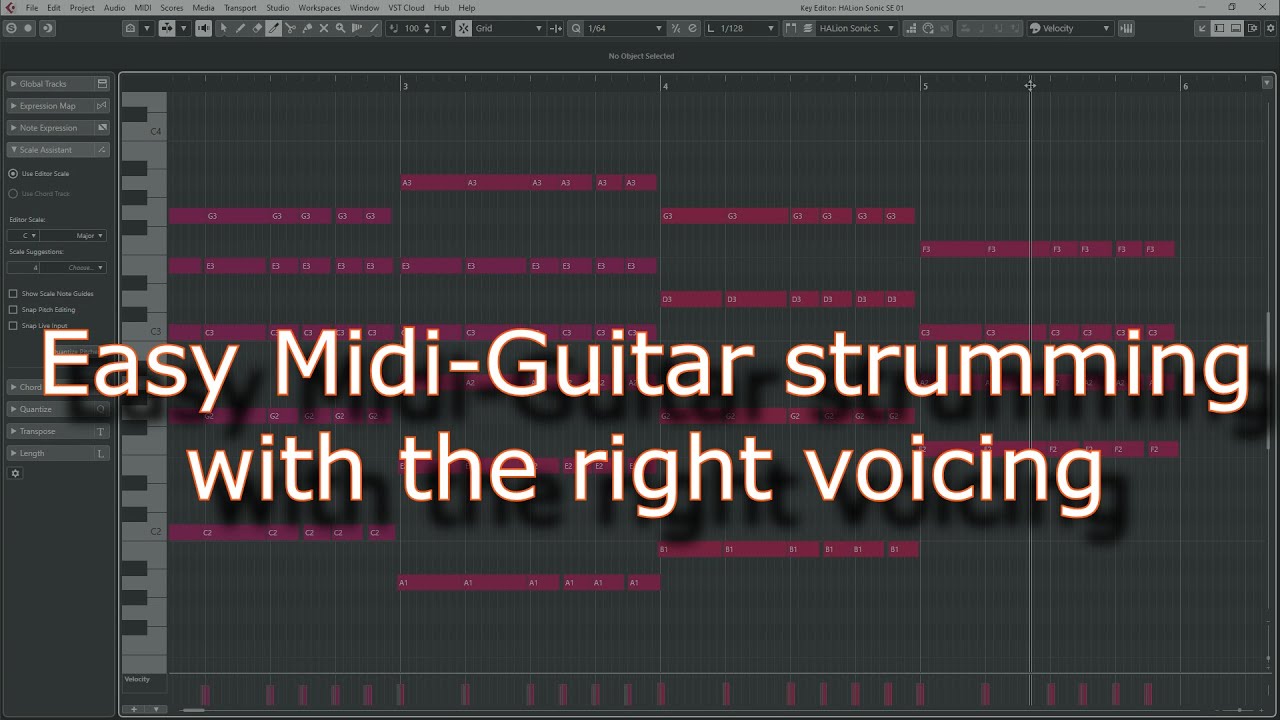 Easy strumming guitar in Cubase with the right guitar voicing