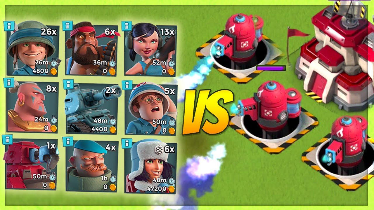 Boom Beach 3 MAX Hot Pots VS EVERY SINGLE Troop! Insane Splash Damage!