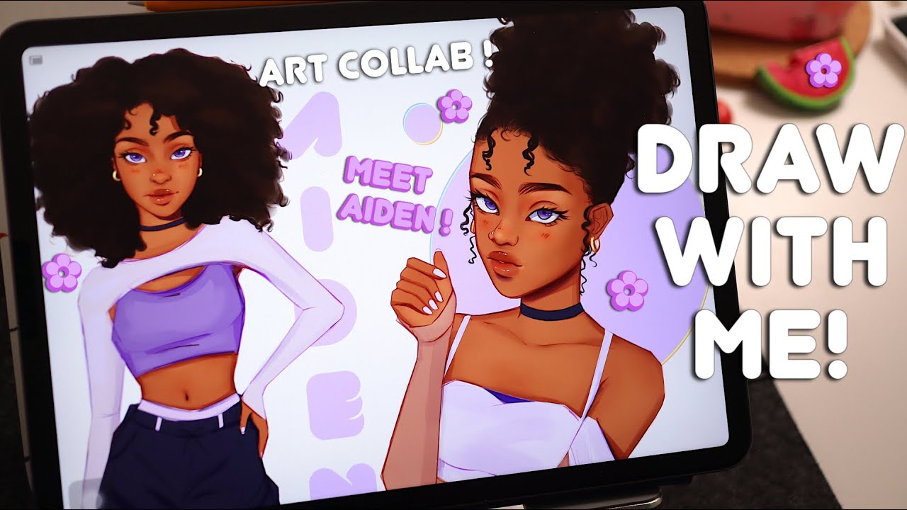 Art Collab Draw with Me! 🫶🏽✨| Drawing another Artists OC!! Character Drawing