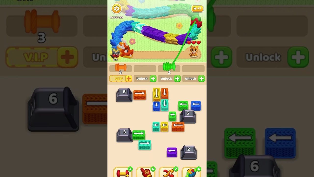 Wool Crush Level 55 Hard Solution Walkthrough