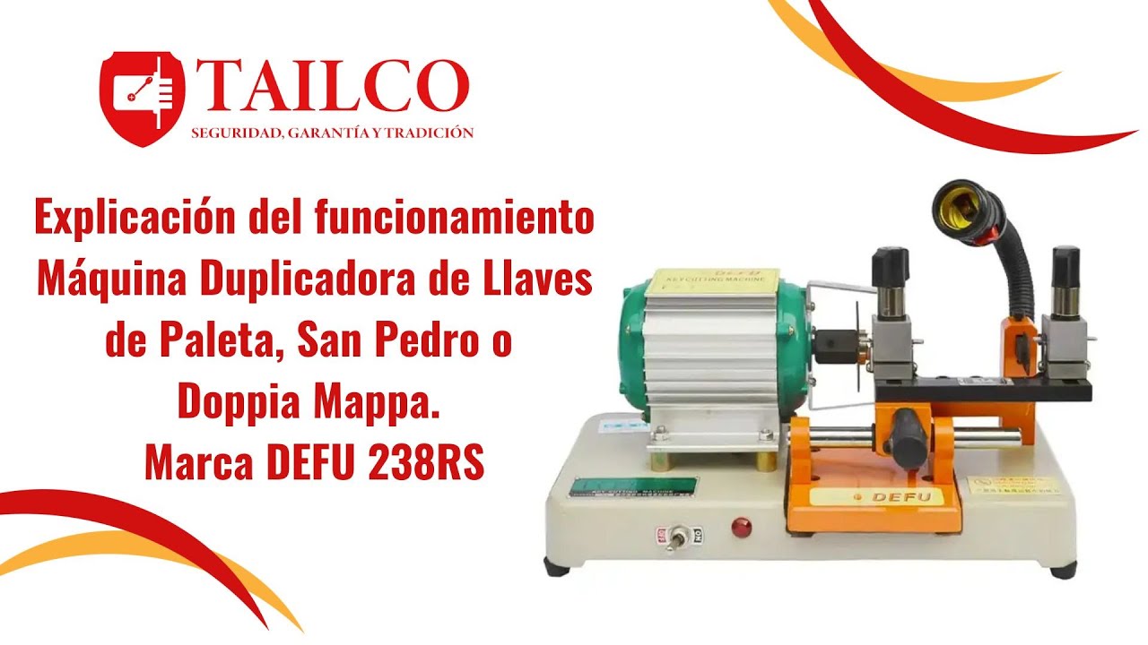Máquina Duplicadora de Llaves de Paleta, San Pedro o Doppia Mappa.  DEFU 238RS. Explicación