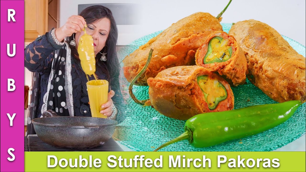 Mirch Pakora Aloo Bhare Mirchi kay Pakode Double Stuffed Recipe in Urdu Hindi   RKK