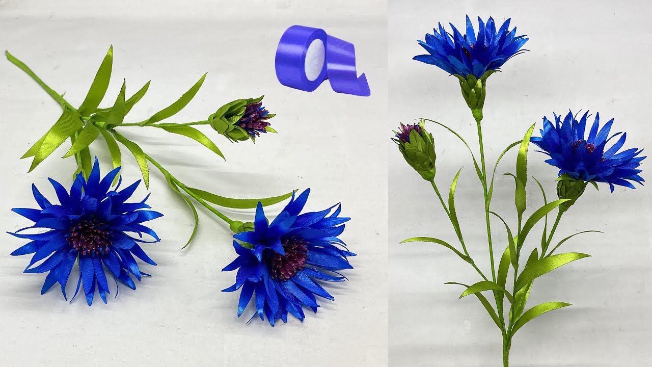 DIY | How To Make Cornflower From Satin Ribbon Easy | Satin Ribbon Flowers Easy