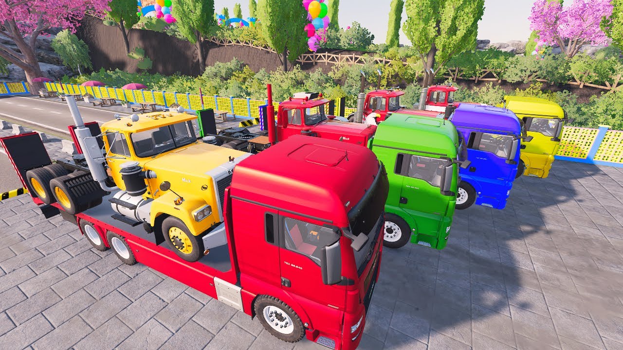 Colorful Tow Trucks Transport Truck Heads 🚛🌈 | Fun FS22 Truck Simulation