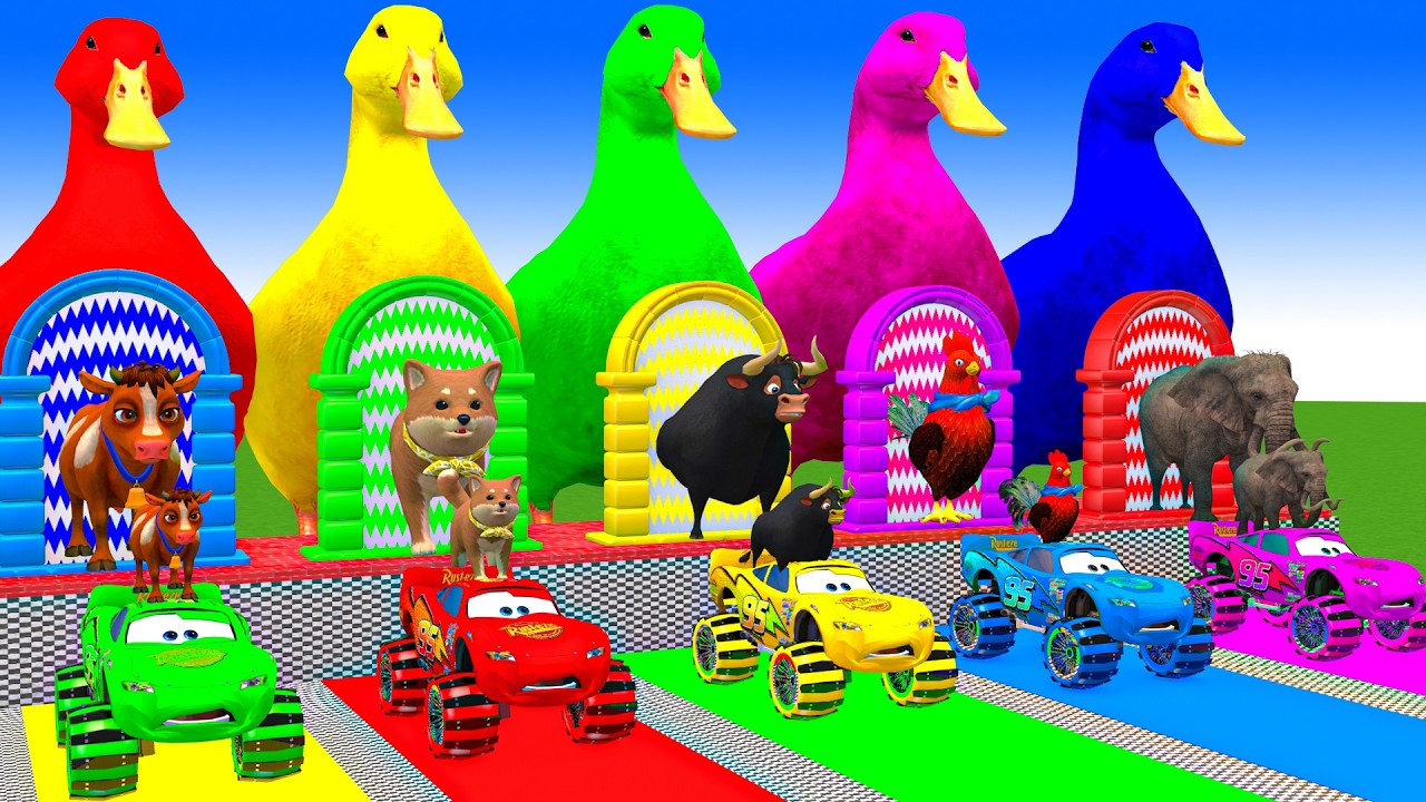 Long Slide Game With Cow Elephant Gorilla Hippopotamus Tiger 3d Animal Game Funny 3d Animals