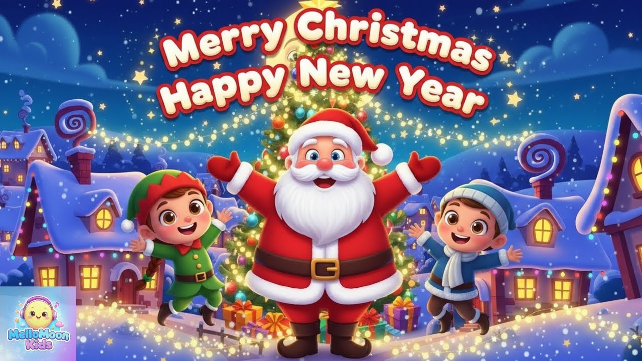 “Merry Christmas & Happy New Year” | animated kids rhyme | MelloMoon Kids