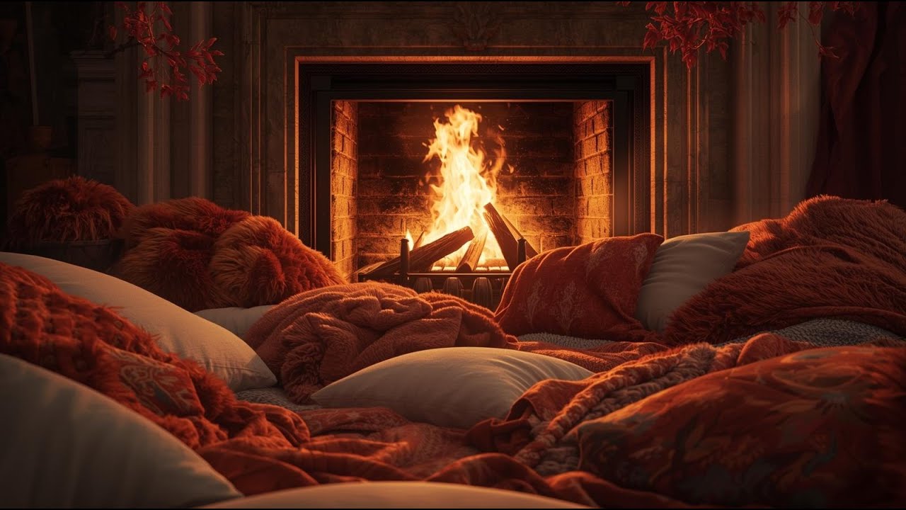 Relaxing Piano Music by the Fireplace 🔥 Calm Ambient Music for Studying, Working & Unwinding