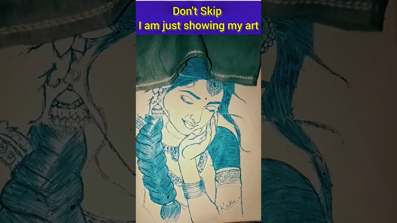 ✨ Radha Rani Pen Sketch | Divine Beauty in Every Line | Spiritual Art 