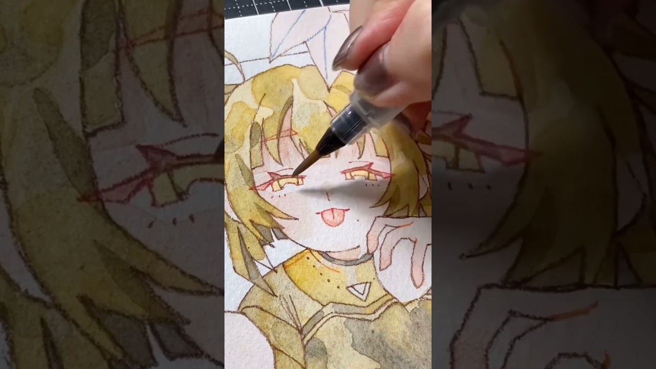 🍋線画▶︎水彩色塗り動画🟨