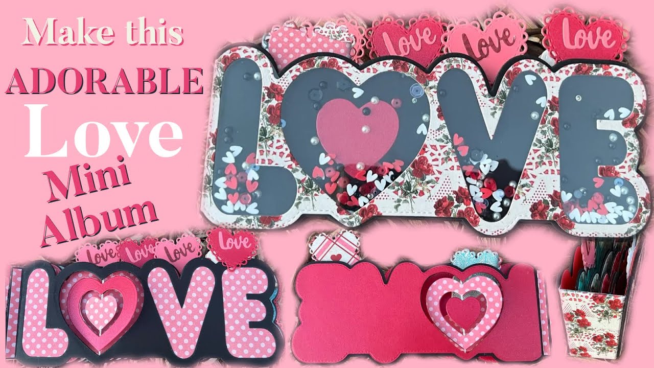 Adorable Love Mini Album w/ Shaker Front Cover & Featuring a Spinner Heart Element.