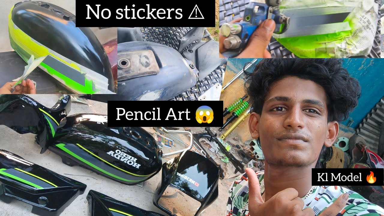 KL Model splendor 😱 Pencil ART 🔥 Painting| Air brush 🖌️ Tech |No Sticker ✔️Full paint work Tips