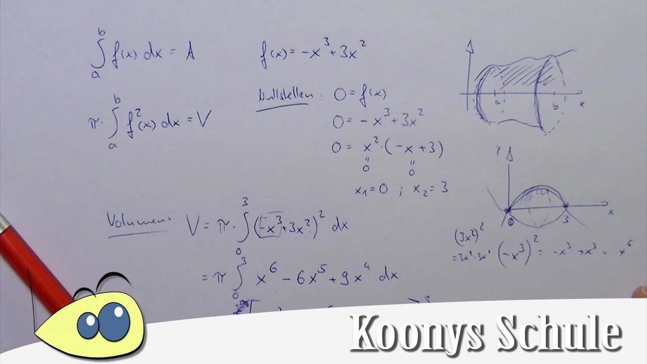 Rotationsvolumen, Erklärung mit Beispiel, -x³ + 3x² | Rotationskörper, Analysis