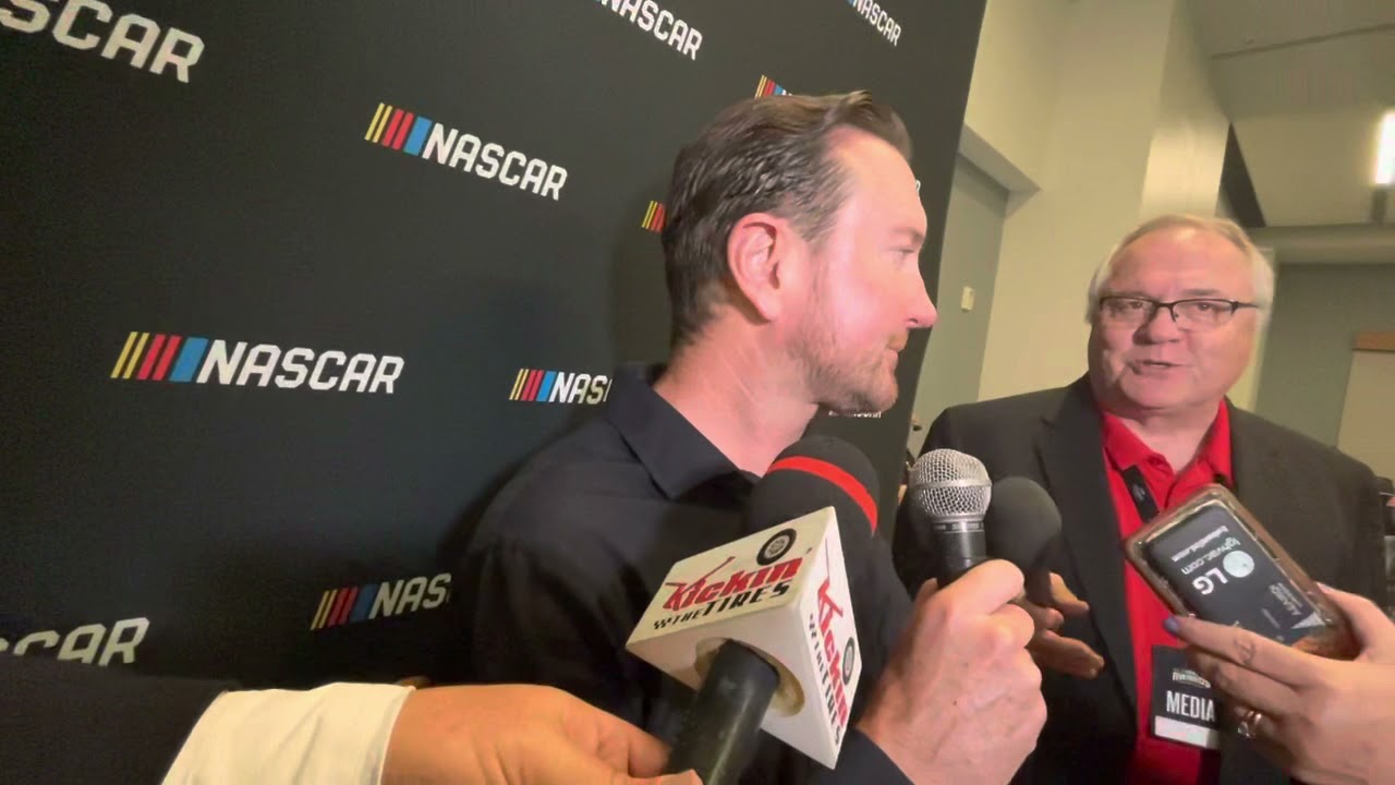 Kurt Busch talks with media during Championship Week in Nashville