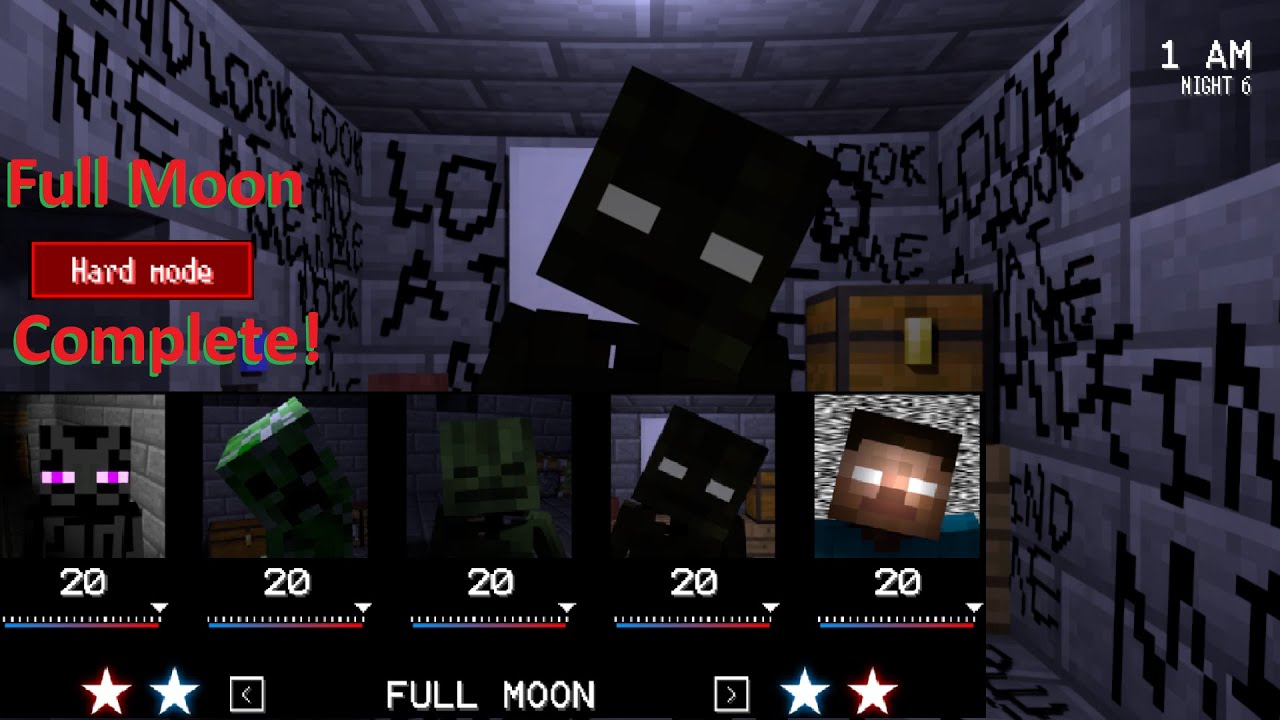 Five Nights at Creeper's 2: Remastered - I beat the Full Moon Challenge! (Hard Mode)