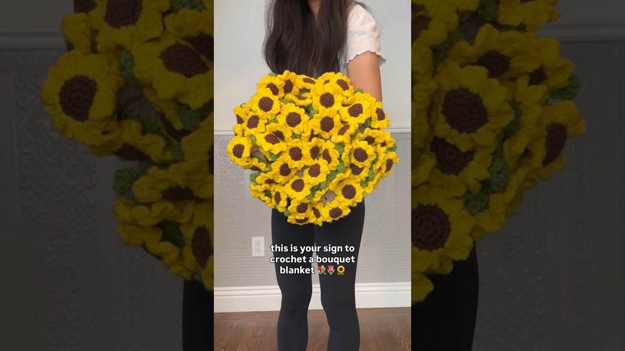 this is your sign to crochet a bouquet blanket! 💐 the perfect crochet project! 🧶 #crochet
