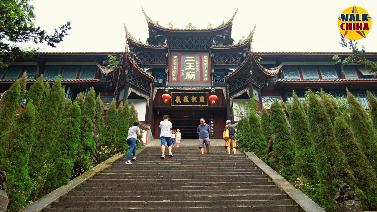 Taoist temple 4K Walking Tour - Two Kings Temple in Dujiangyan