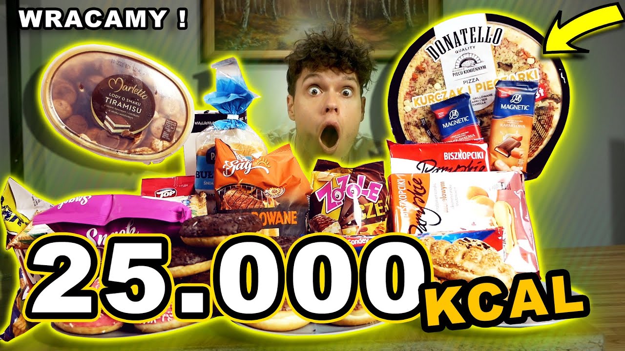 CZŁOWIEK VS 25.000 KCAL ! POWR&Oacute;T CHALLENGE PO PRZERWIE !