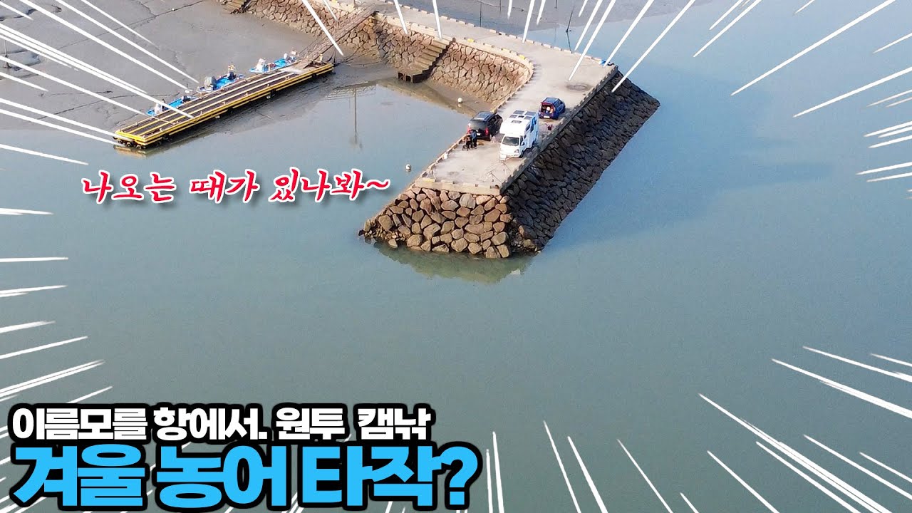이름모를 항에서 ~ 겨울 농어 타작? 차박! 원투낚시~ 캠낚