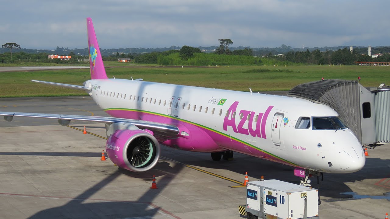 Decolagem Embraer 195-E2 PS-AEA da Azul em Curitiba-PR