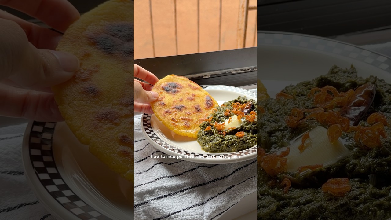 сааг с хрустящим луком-шалотом и кукурузной лепешкой роти