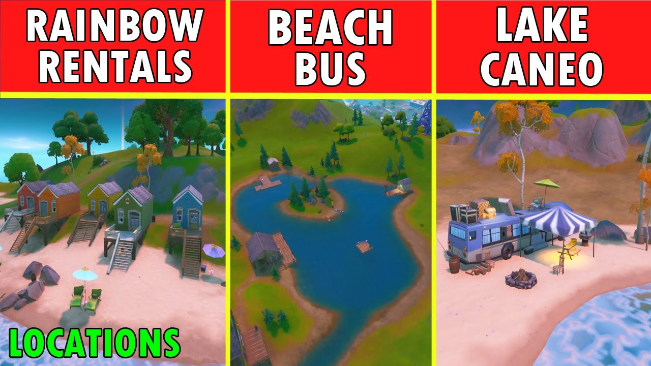 Dance at Rainbow Rentals, Beach Bus and Lake Canoe! LOCATION! Fortnite Overtime 8 Ball vs Scratch