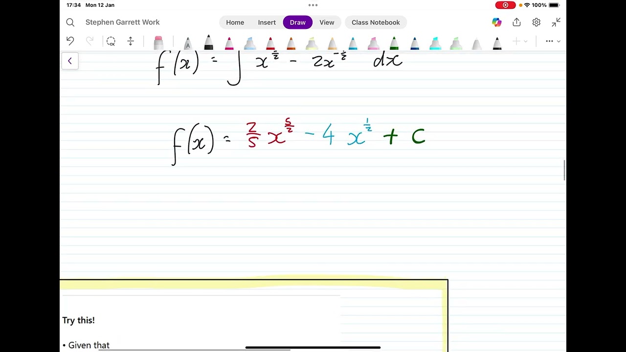 Finding '+c' after integration using a constraint.